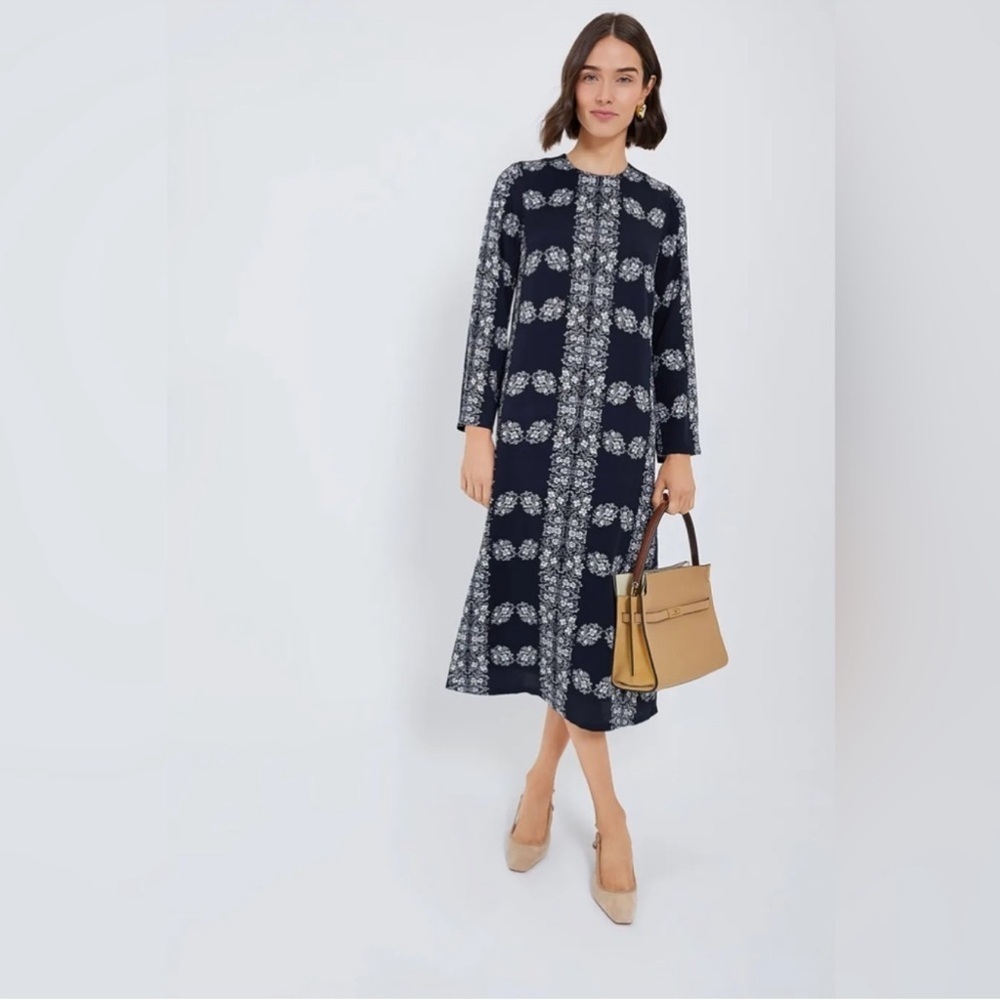 Hyacinth House Navy Floral Harrington Midi Dress XXS (fits like XS)